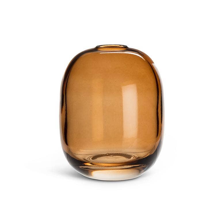 Medium Barrel Vase-Dark Amber-4.5"H