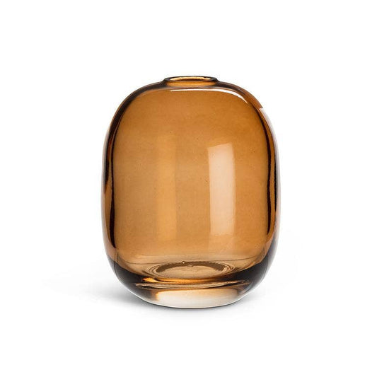 Medium Barrel Vase-Dark Amber-4.5"H