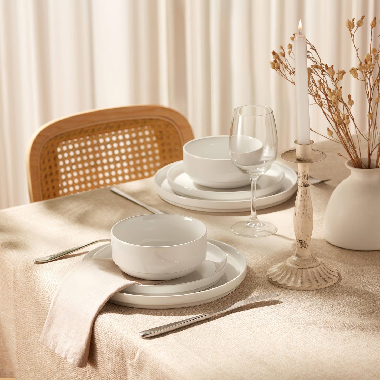 Kook Dinnerware Set, 12 Piece Service for 4, Ceramic