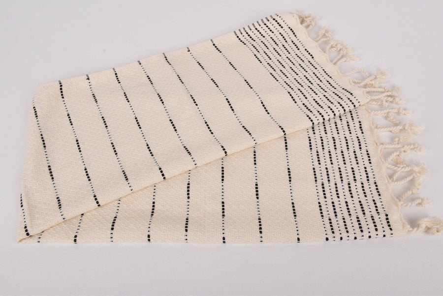 Turkish Hand Towels: Set of 2 (Black Stripe)