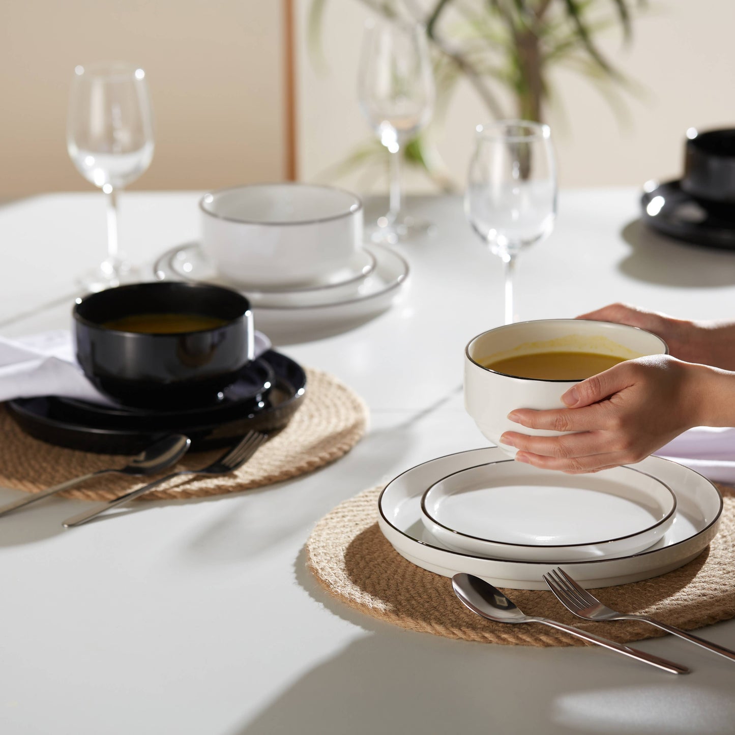 Kook Dinnerware Set, 12 Piece, Ceramic, Cambridge Classics