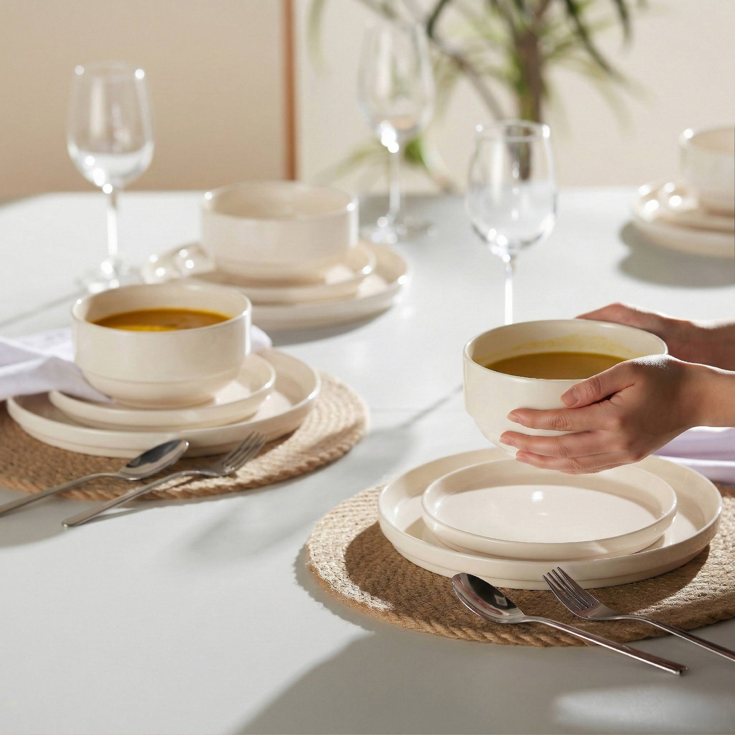 Kook Dinnerware Set, 12 Piece, Ceramic, Cambridge Classics