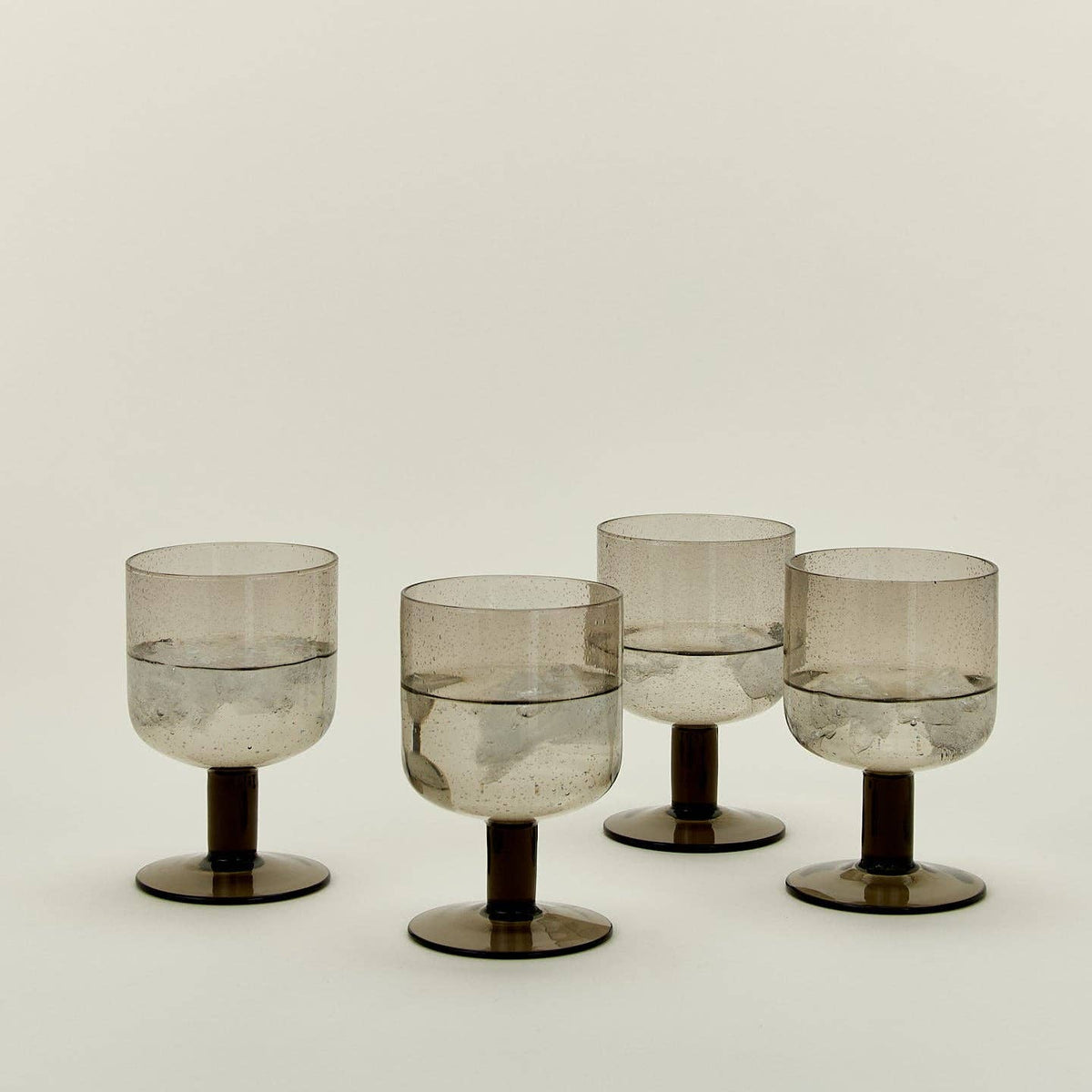 Simple Seeded Stemmed Glassware- Set of 4