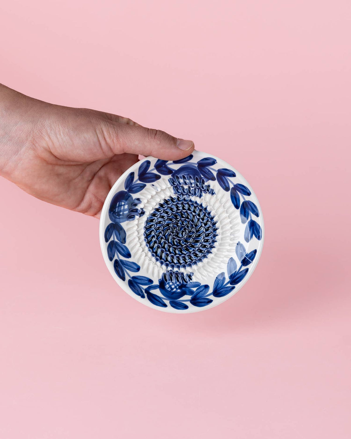 Ceramic Garlic Grater Plate - Small Blue