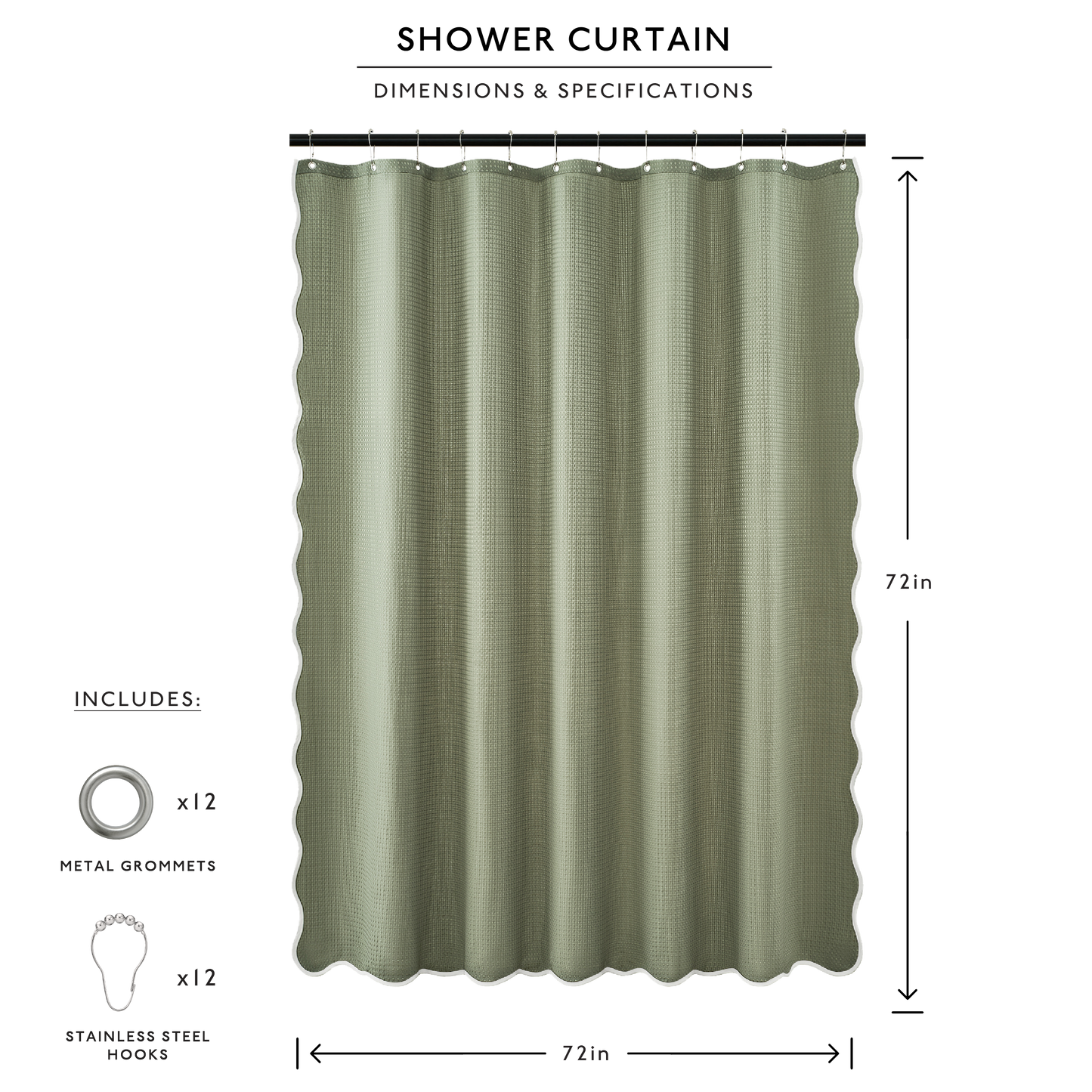 Anemona Shower Curtain (White/Sage)