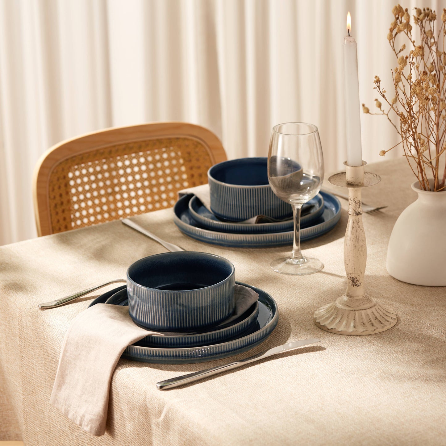Kook Ceramic Dinnerware Set, 12 Piece, Service for 4