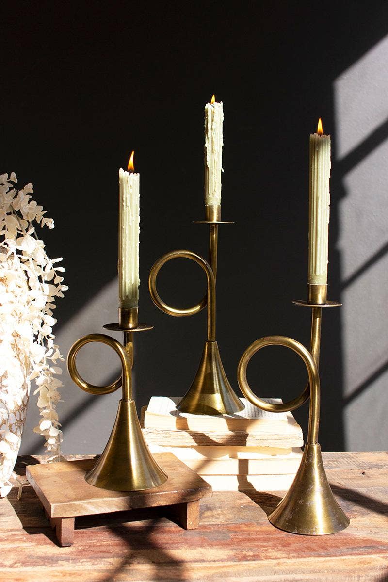 Set of Three- Trumpet Taper Candle Holders
