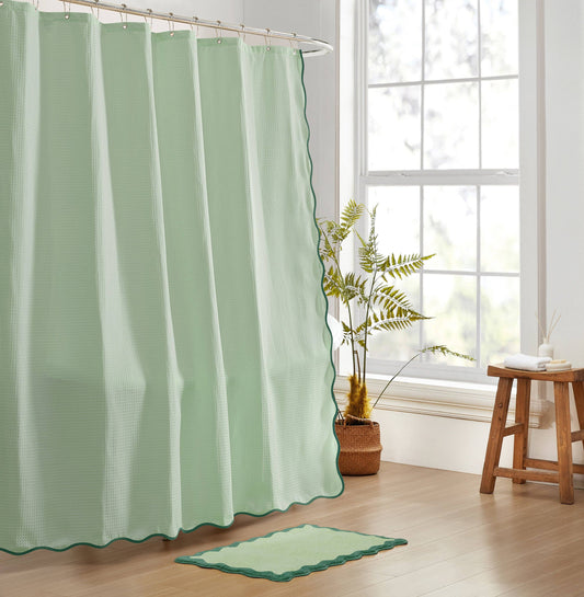 Anemona Shower Curtain (Dark Green/Light Sage)
