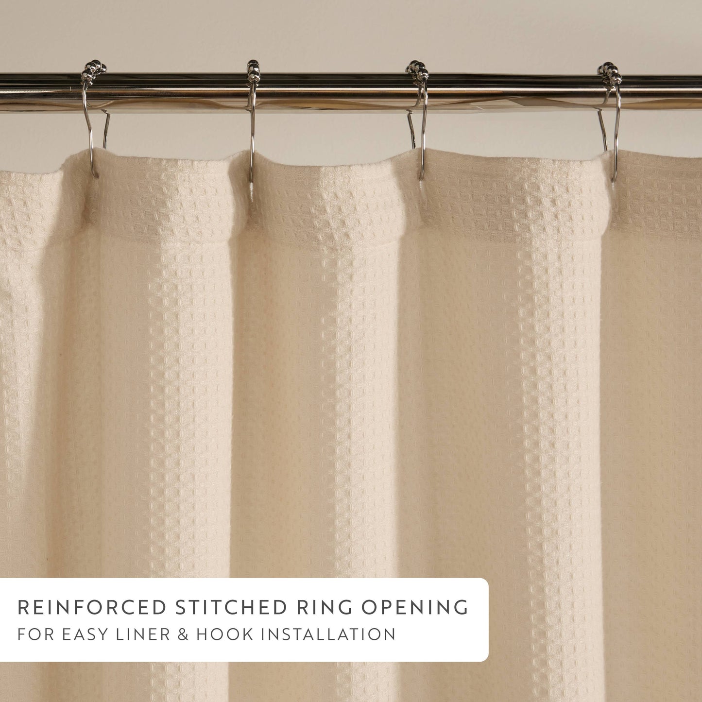 Waffle-Weave Cotton Blend Shower Curtain