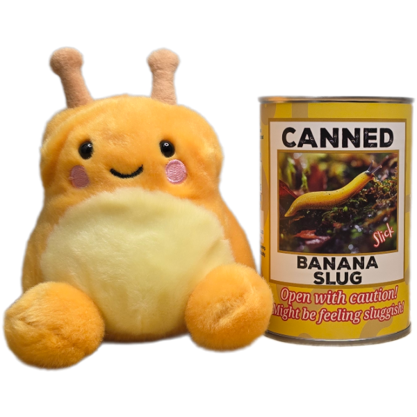 Slick the Canned Banana Slug Stuffed Plush w/Funny Jokes