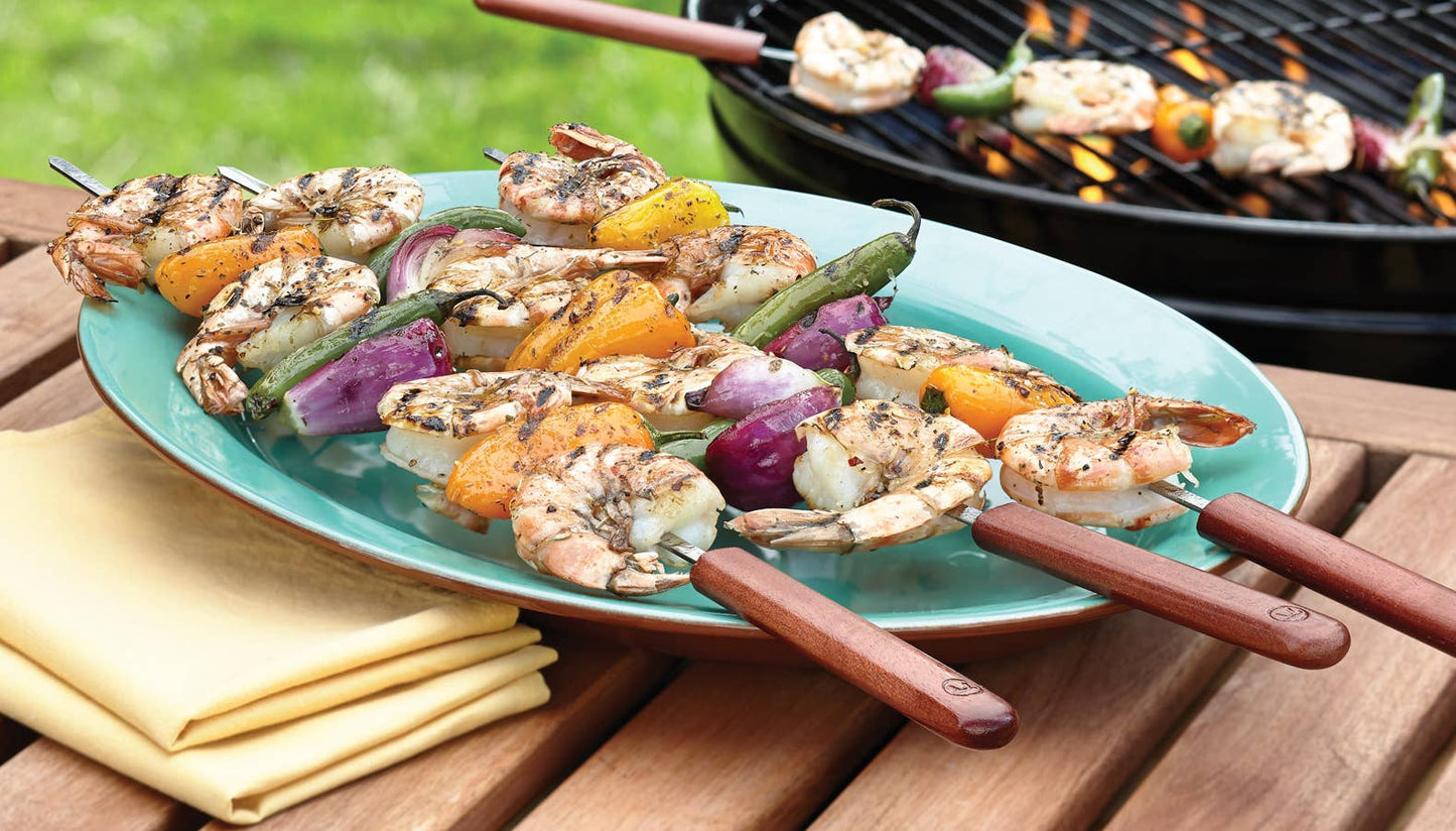 Outset Rosewood Barbecue Skewers,Stainless Steel Set 4, 20"