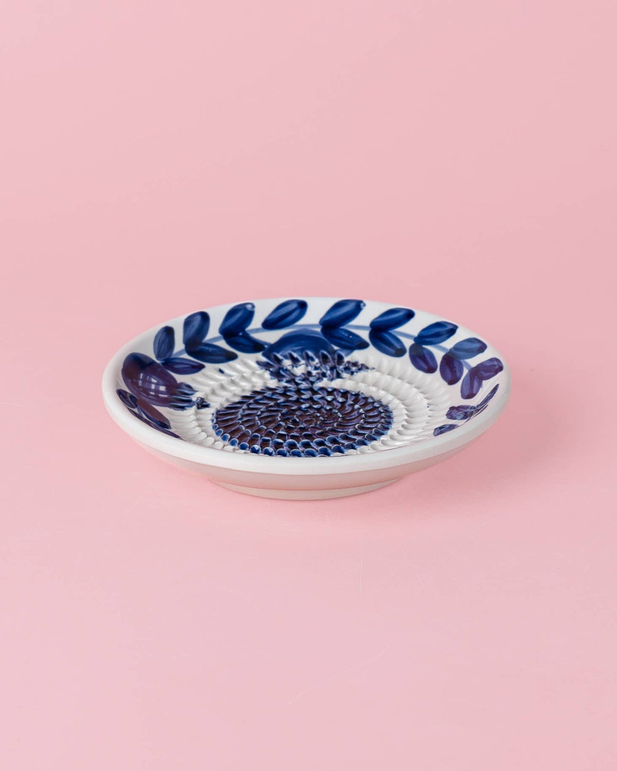 Ceramic Garlic Grater Plate - Small Blue