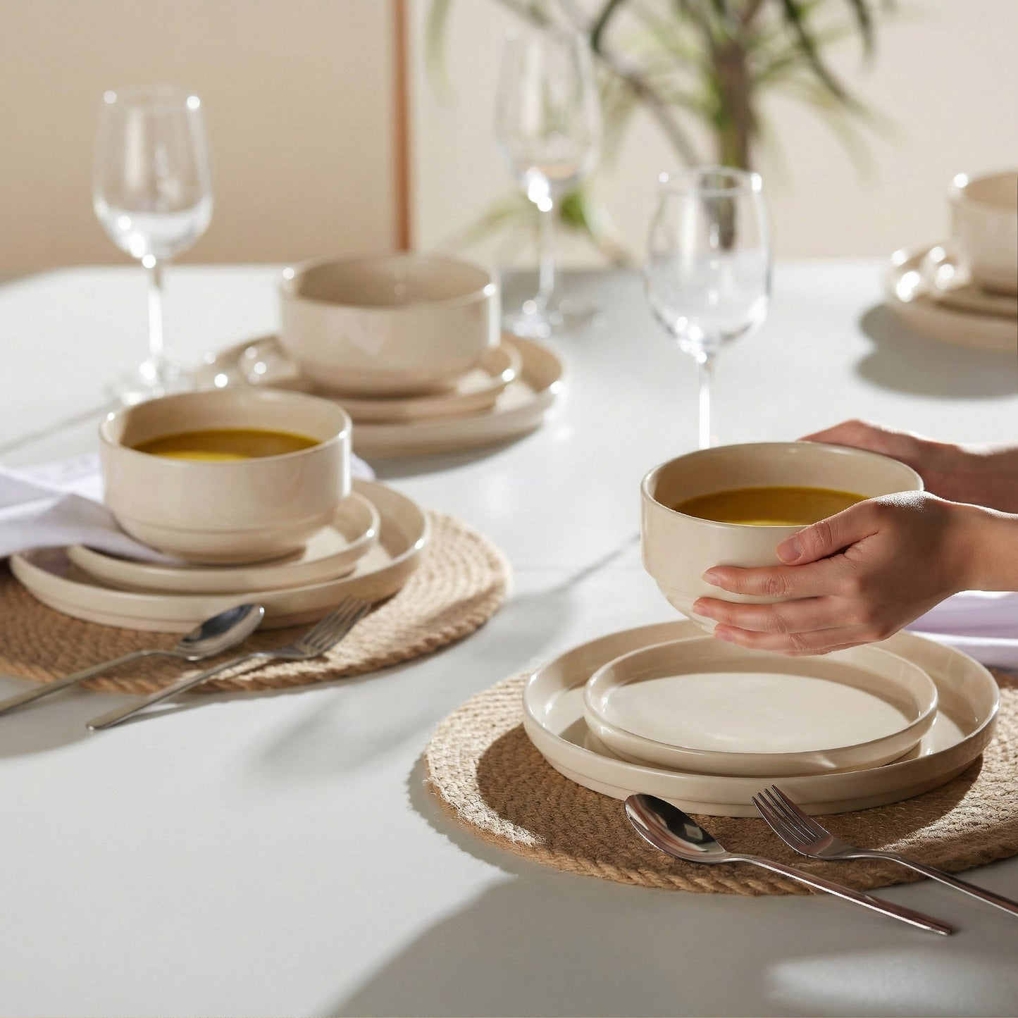 Kook Dinnerware Set, 12 Piece, Ceramic, Cambridge Classics