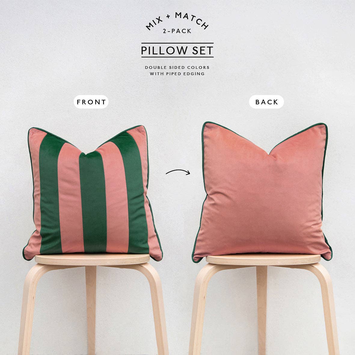 Tamarindo Velvet Pillow Covers (2-Pack) - Pink & Green