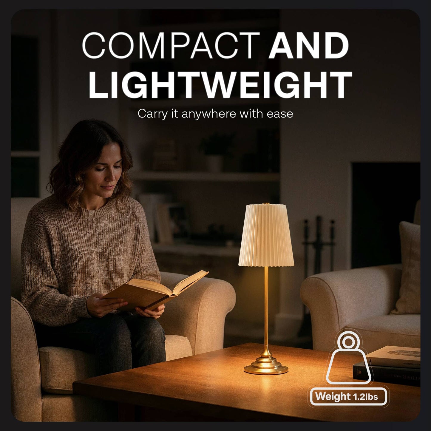 Cream 16" Height Rechargeable Touch Control LED Lamp