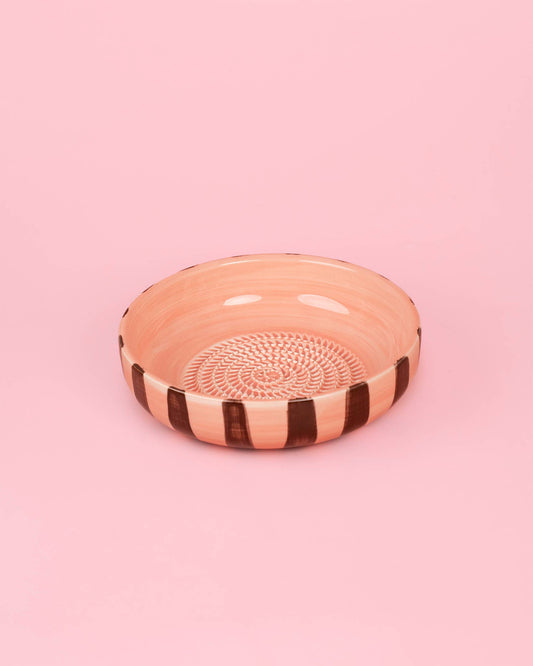 Large Pottery Grater Plate – Includes Gift Spoon / CHOCOLATE