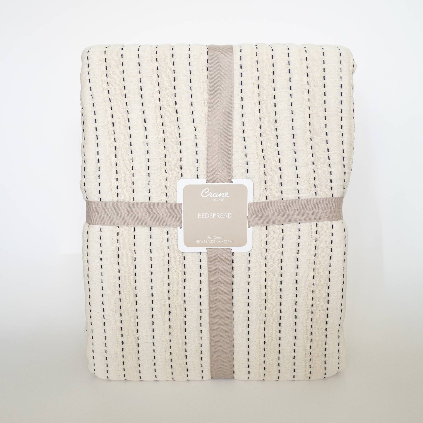 Coastal Stitch Quilted Bedspread, Cream/Blue