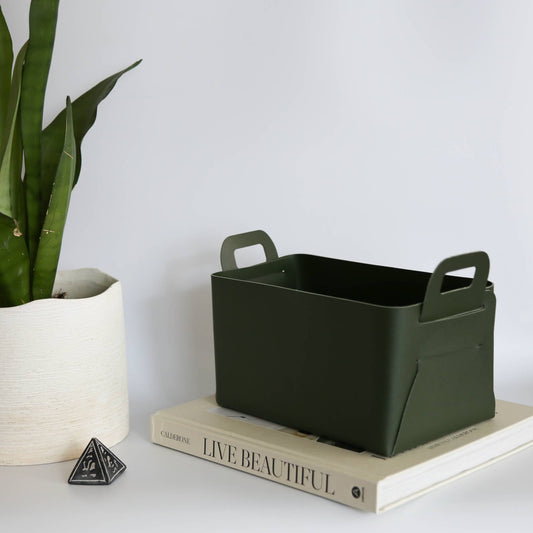 Vegan Leather Storage Basket Gift Box, Medium