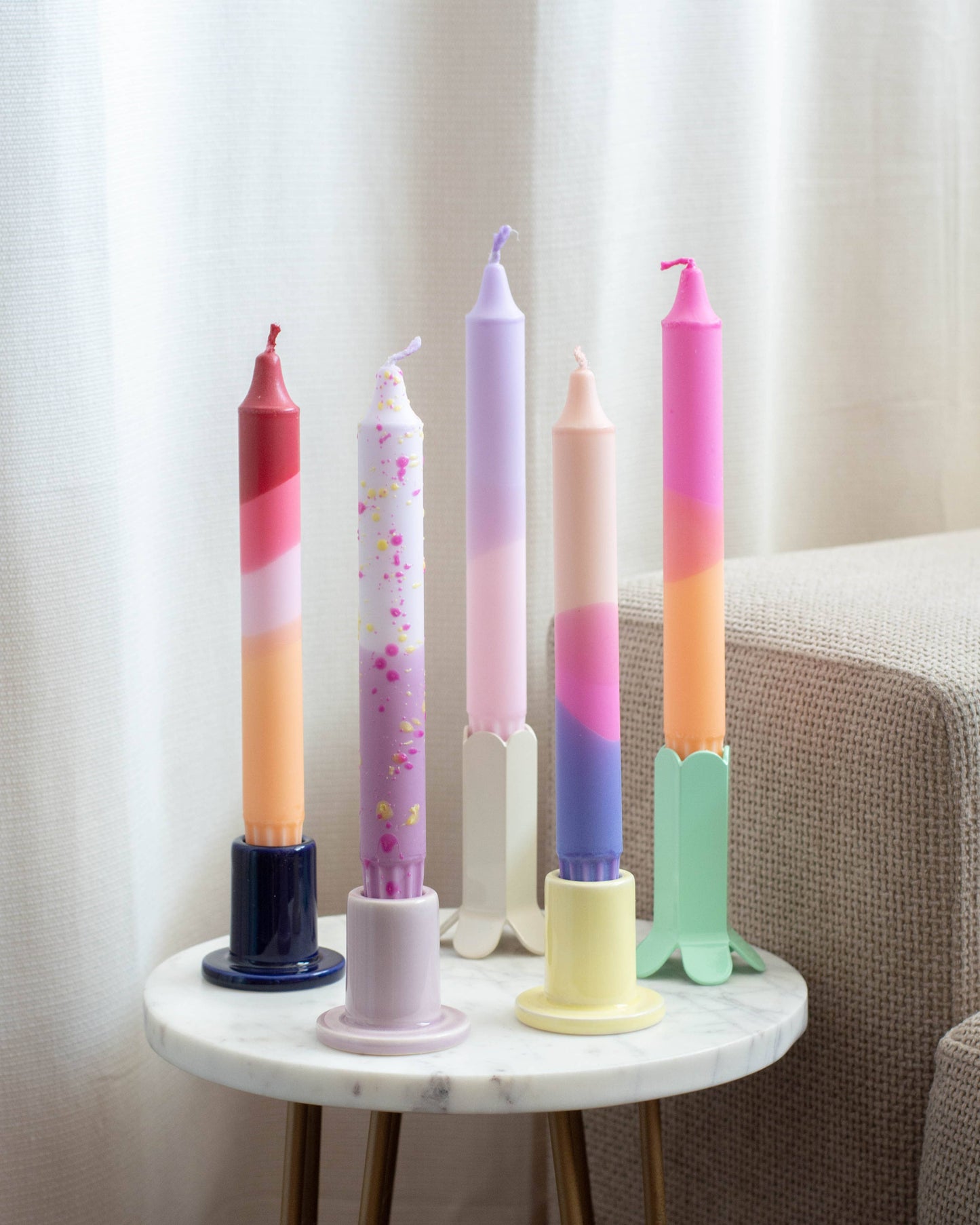 Taper candles- 5 pack/ pastel party sunset mix