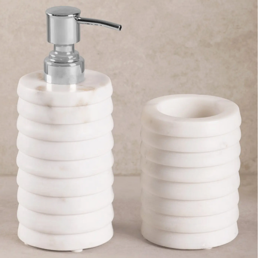 Raavi Ribbed Marble Bath Set