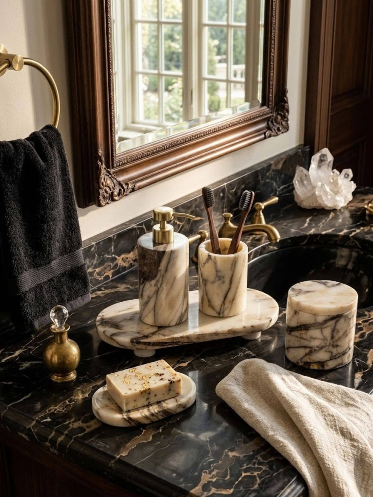 Tangier Calacatta Viola Marble Bath Set