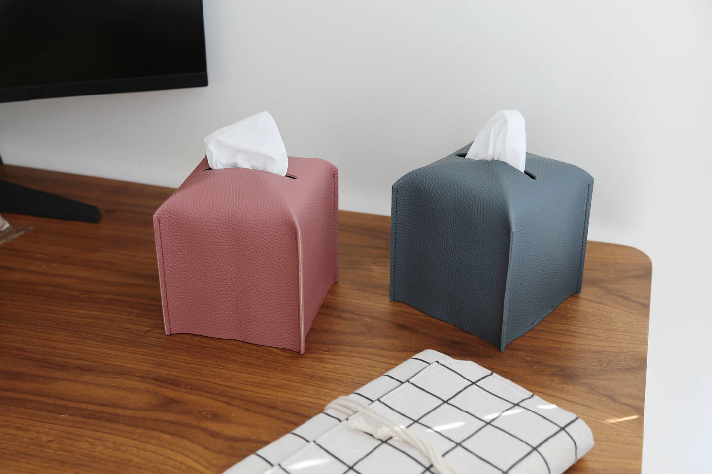 Vegan Leather Tissue Box Cover - Square