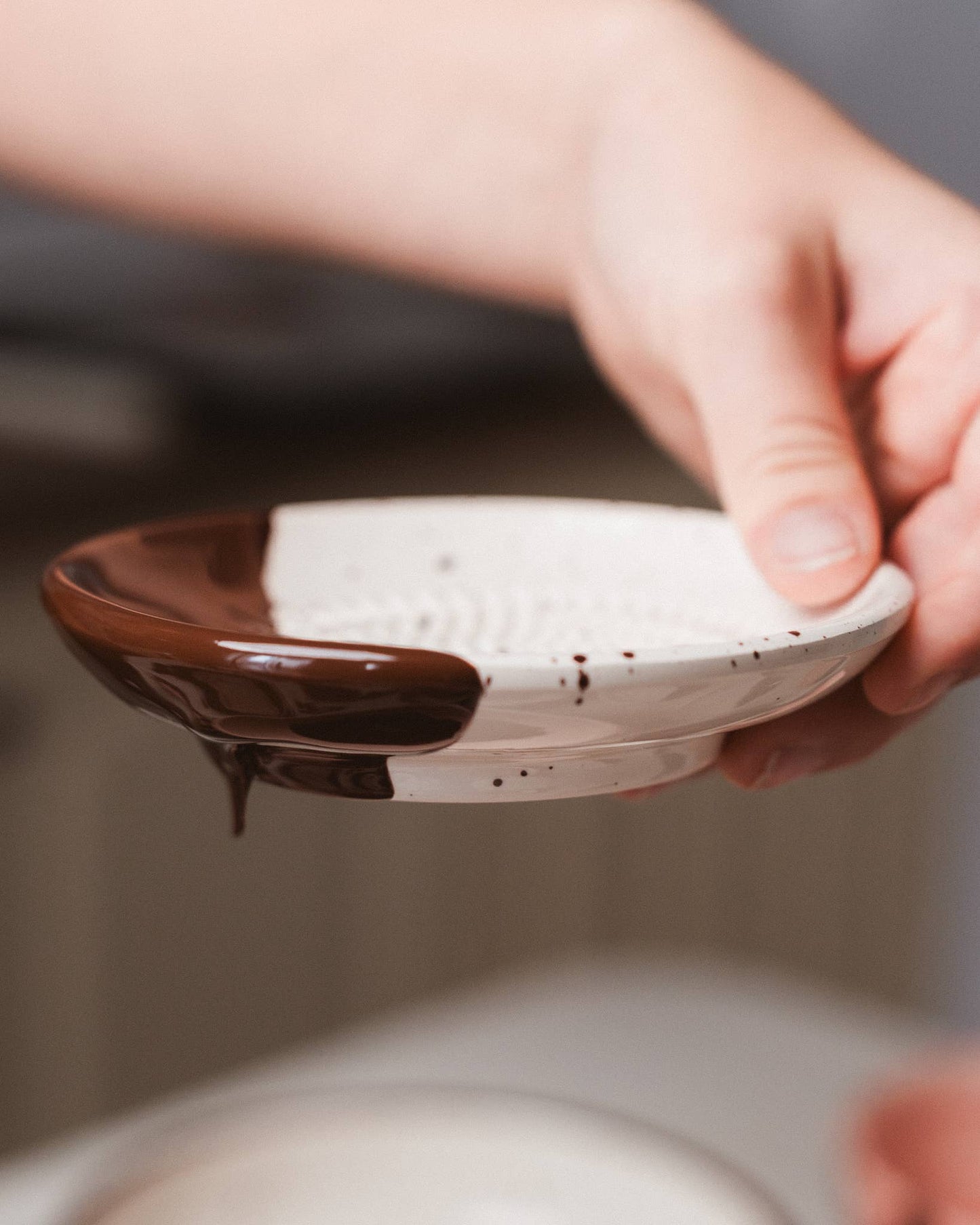 Small Ceramic Garlic Grater Plate - Gift Ready - Brownie