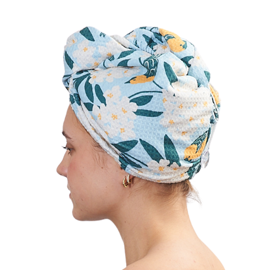 Hair Towel Wrap Double Sided - Nuthatch Birdsong