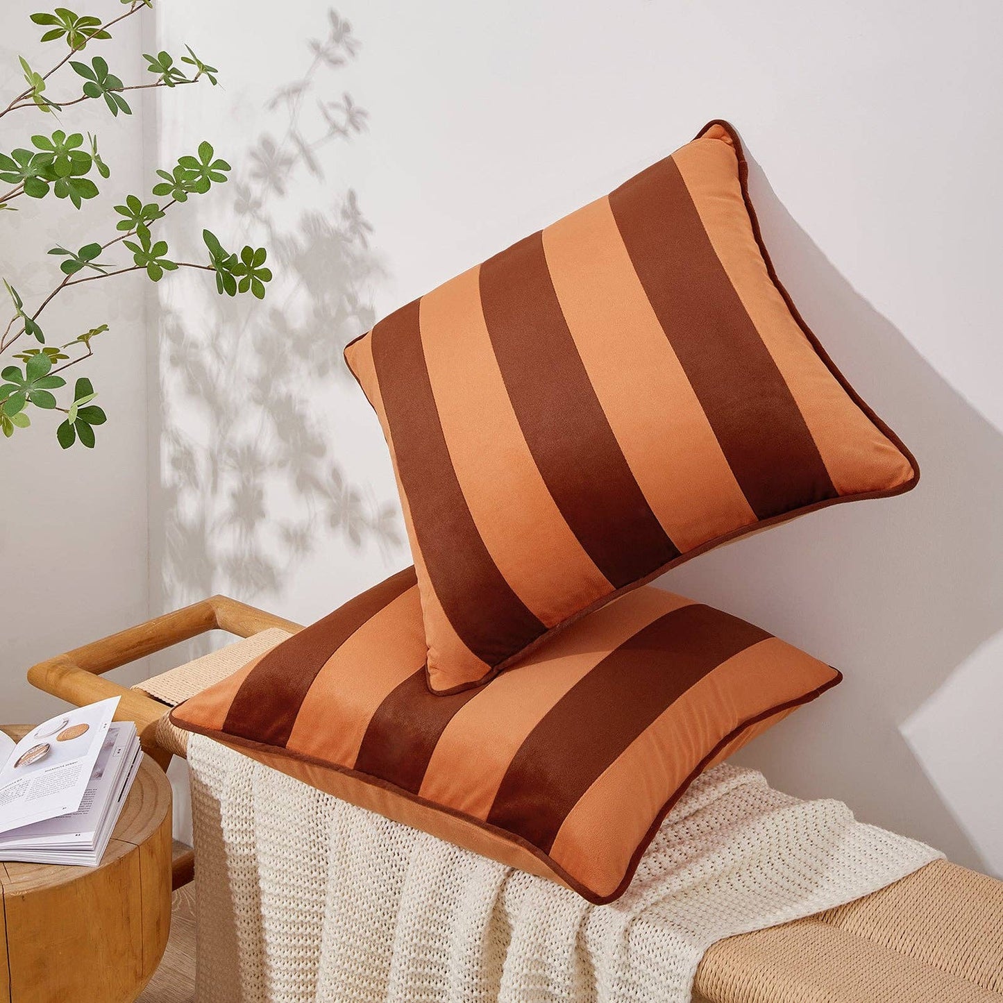 Tamarindo Velvet Pillow Covers (2-Pack) – Rust & Coral
