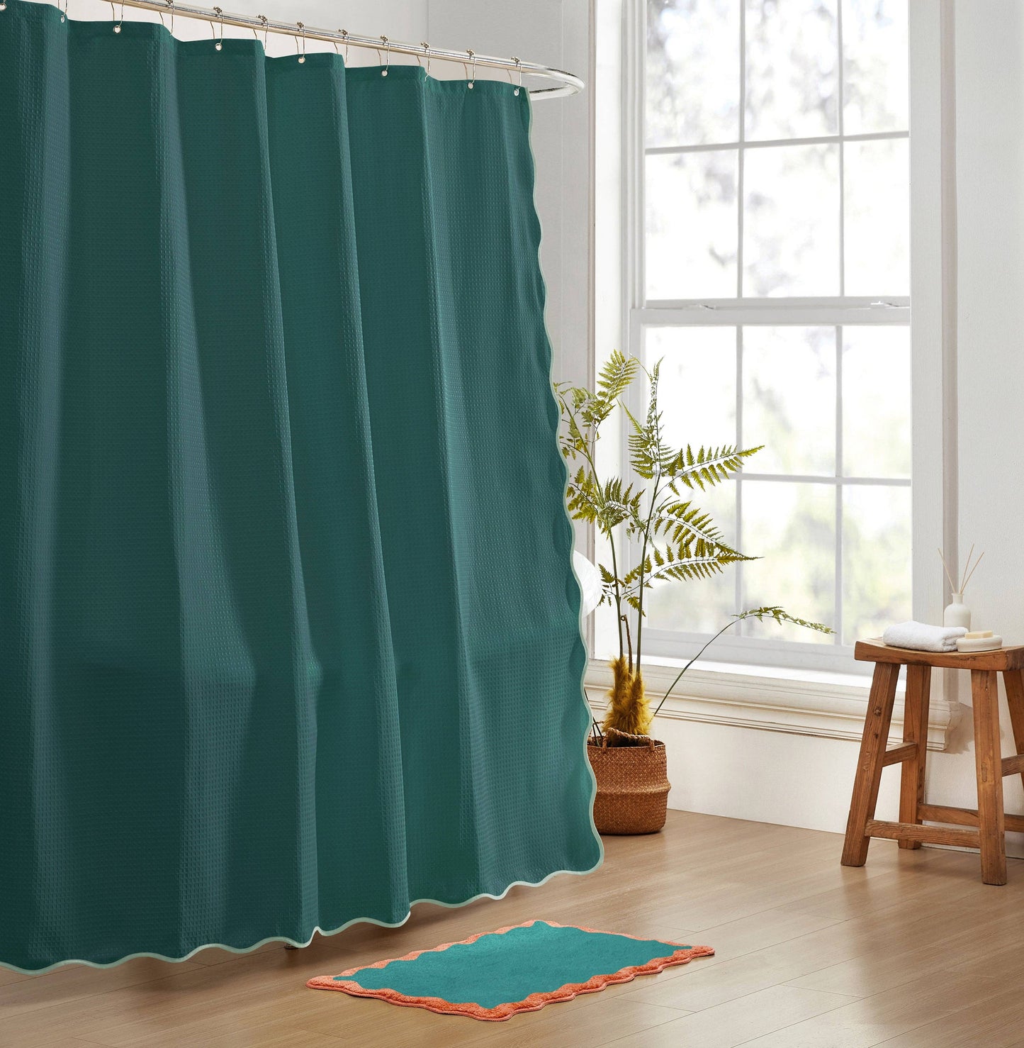 Anemona Shower Curtain (Light Sage/Dark Teal)