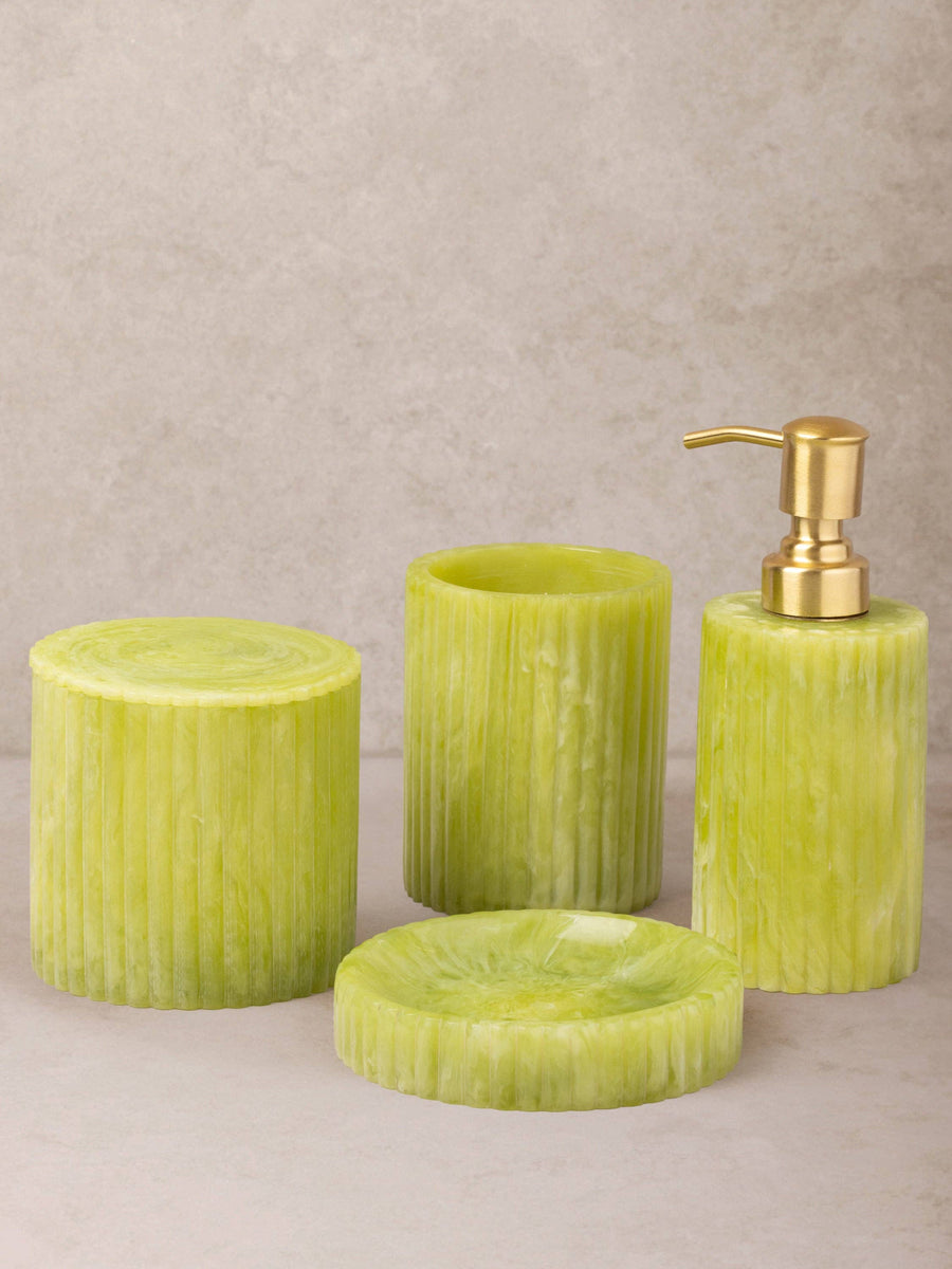 Porto Bath Accessories Set – Flamingo Pink & Mantis Green