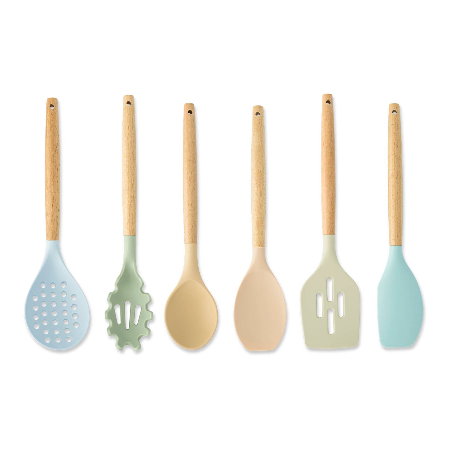 6pc Beechwood & Silicone Utensil Set