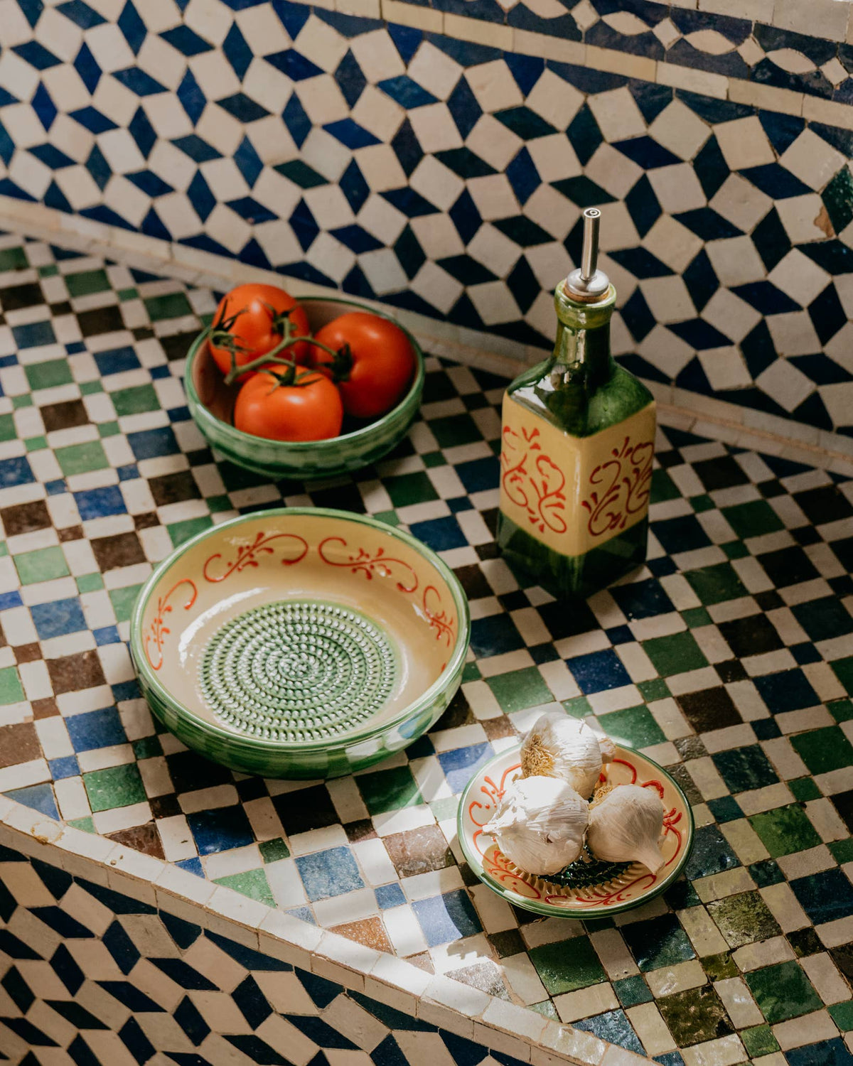 Ceramic Garlic Grater Plate - Medium Green