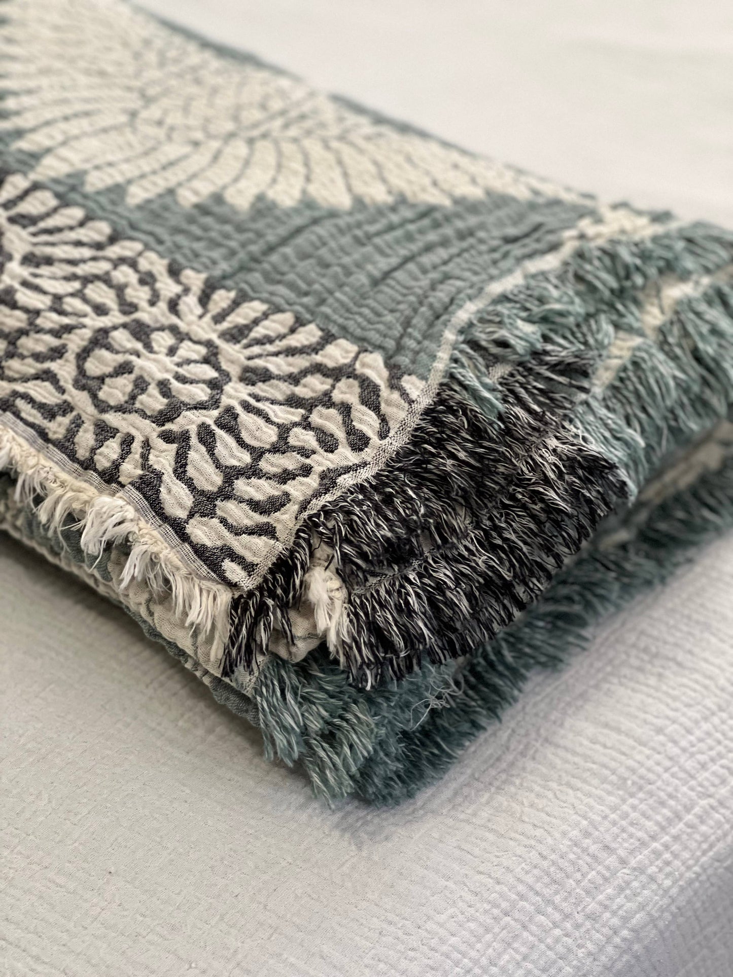 Crane Muslin Bed Blanket/King/Seaport Blue