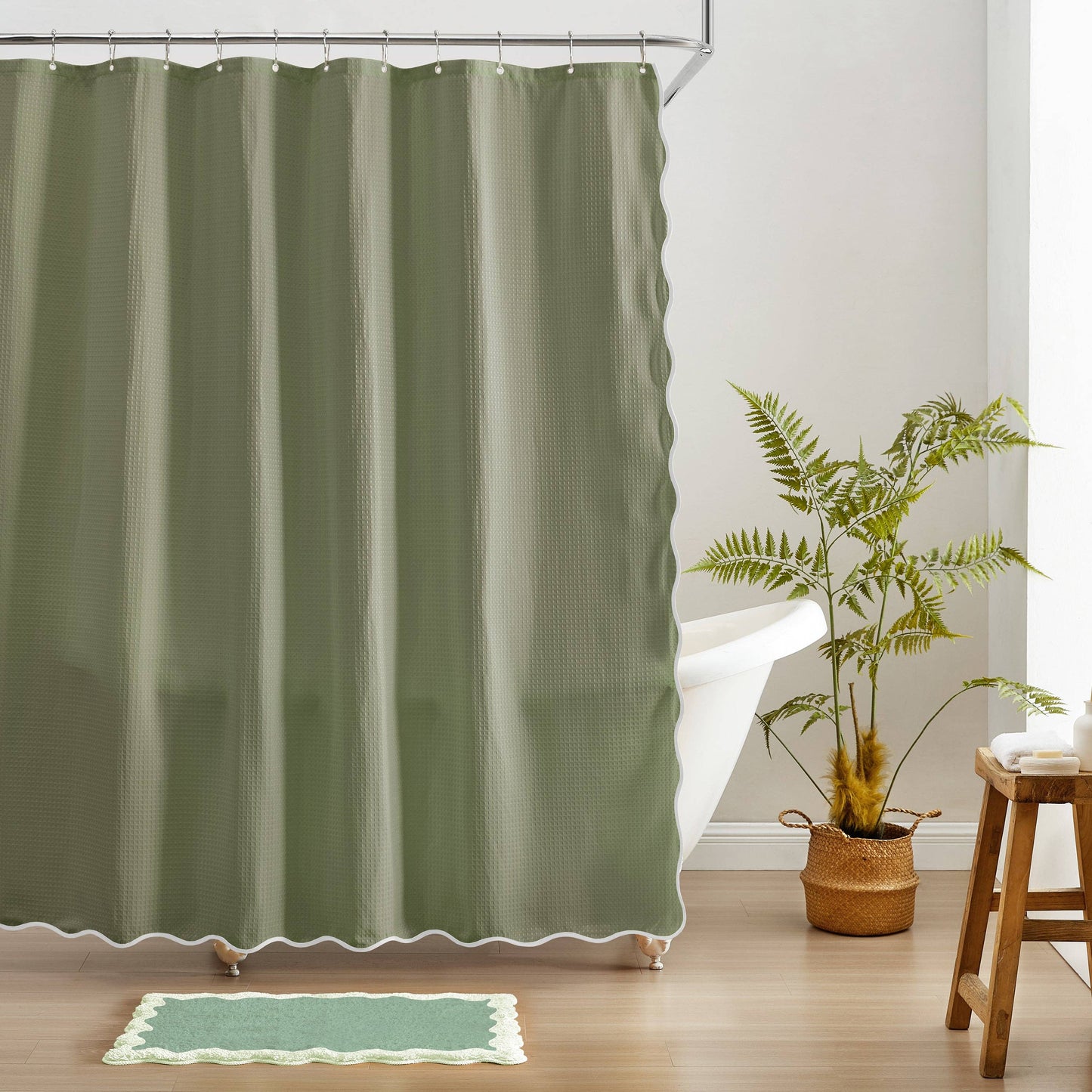 Anemona Shower Curtain (White/Sage)