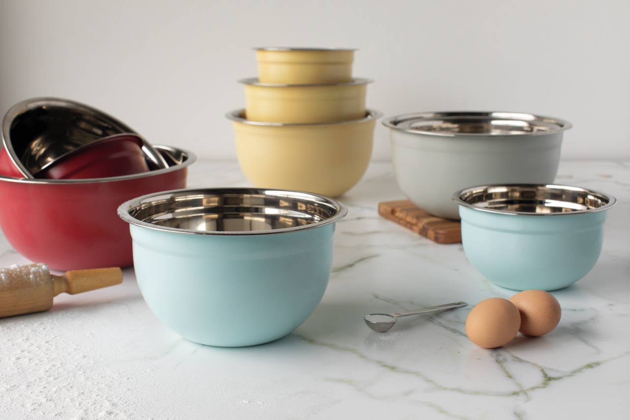 Matte Steel Fog Gray Mixing Bowls Set of 3