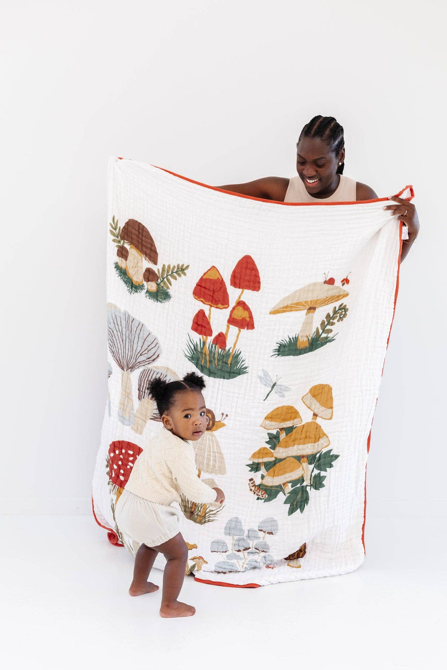 Large Mushroom Print Throw Blanket