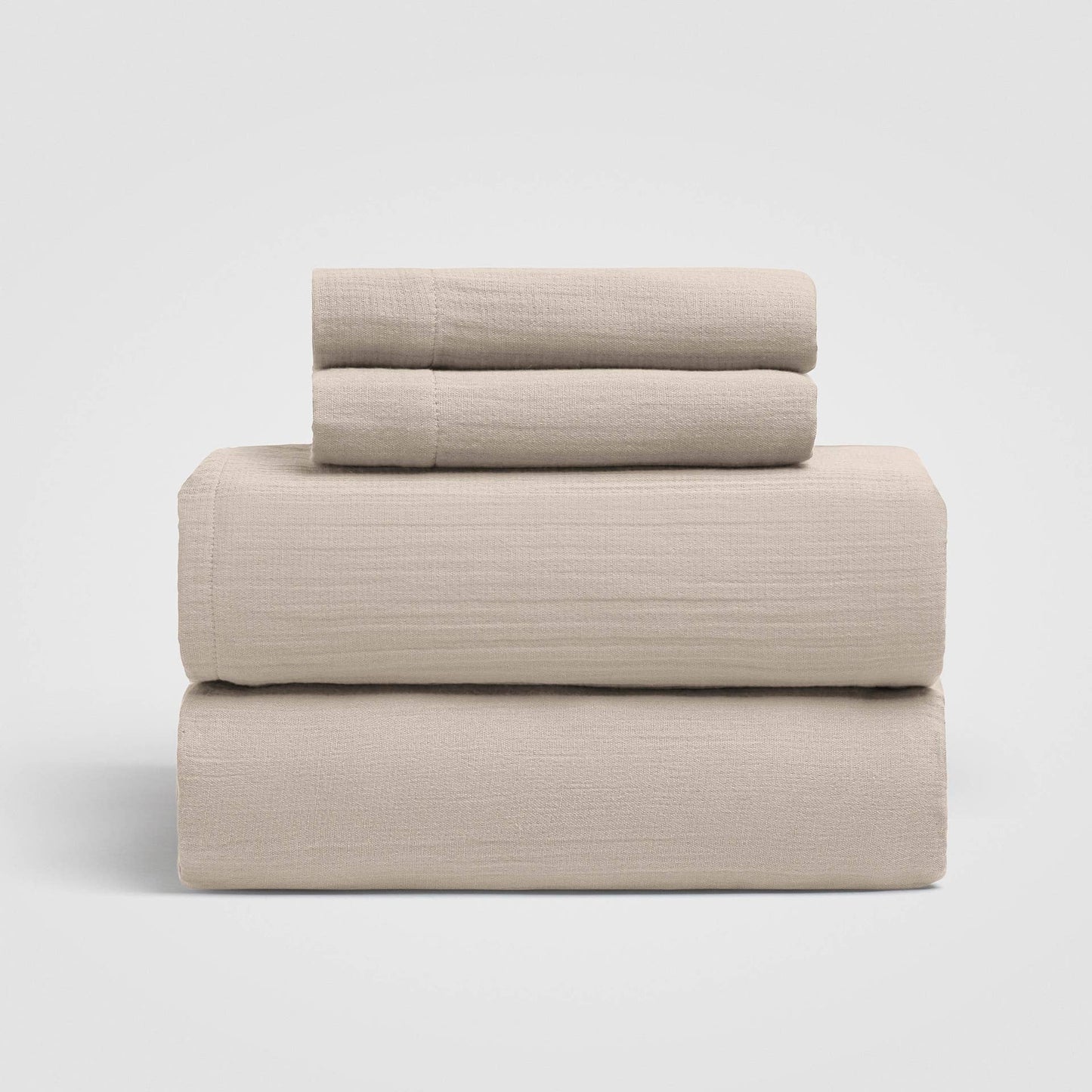 Calm Crinkled Comfort 4-Piece Cotton Sheet Set (Fog Gray)