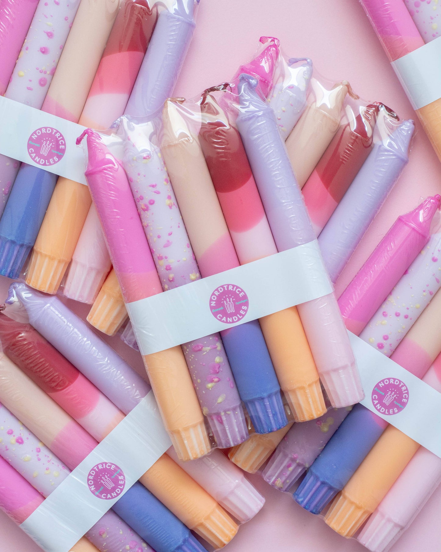 Taper candles- 5 pack/ pastel party sunset mix