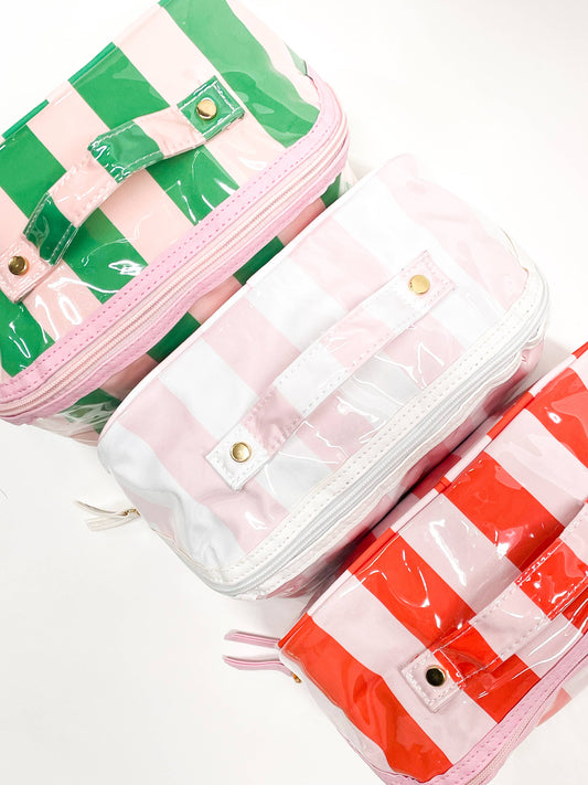 Gloss & Go - Colorful Stripe Wipeable Cosmetic Toiletry Bag