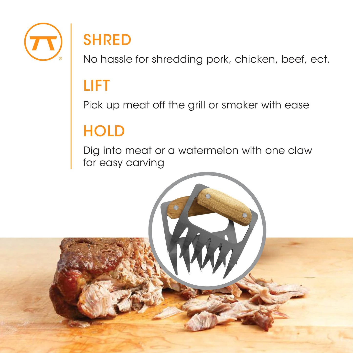 Outset Stainless Steel Meat Shredding Bear Claws,4.4" x 4.2"