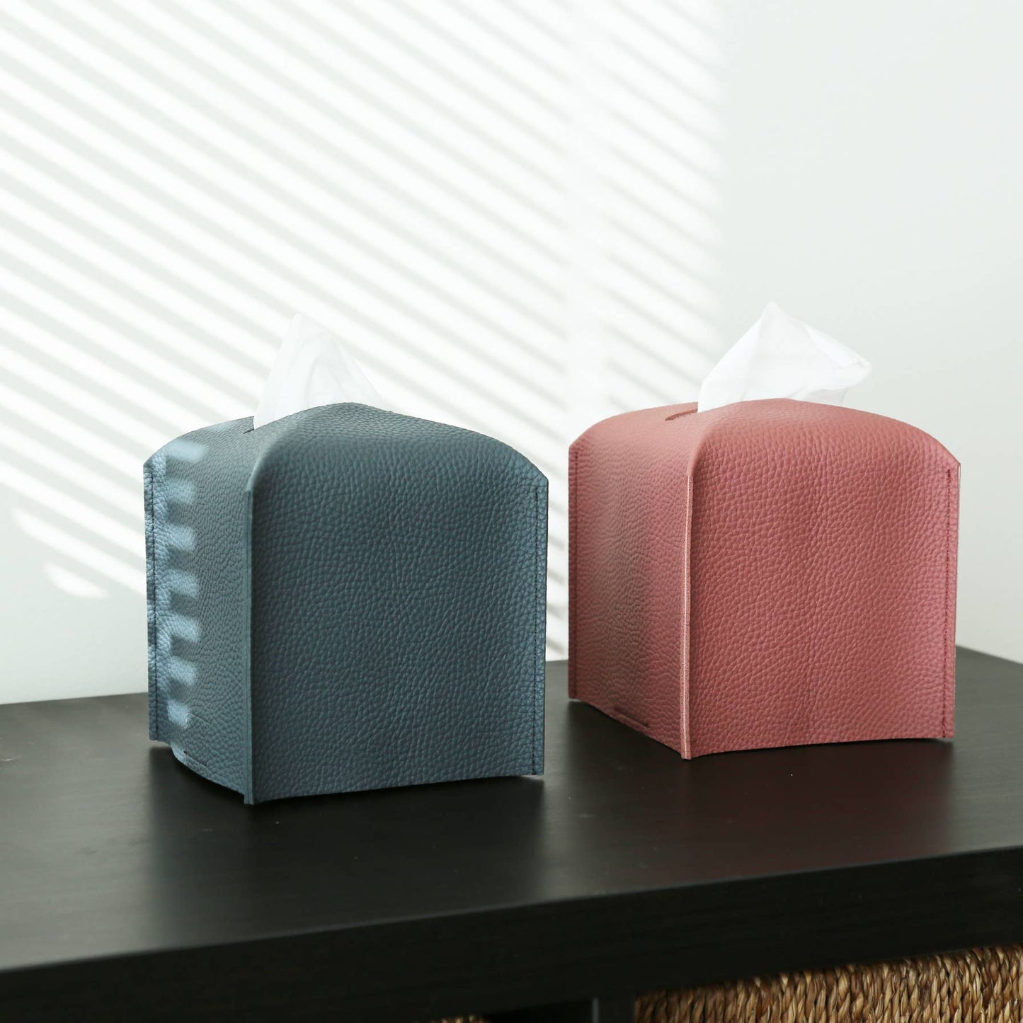 Vegan Leather Tissue Box Cover - Square