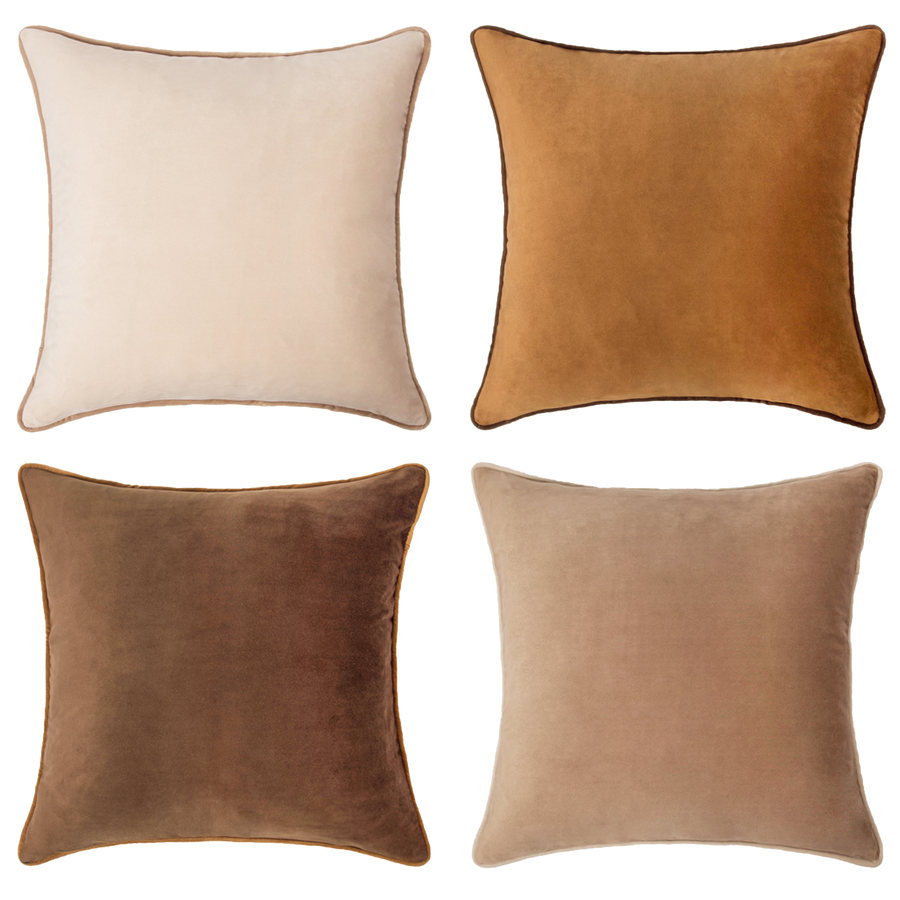 Monteverde Velvet Pillow Covers, Set of 4 – Brown & Beige