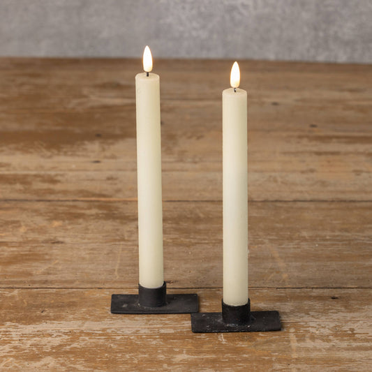 9.5" Flameless Cream Shimmer Taper Candle