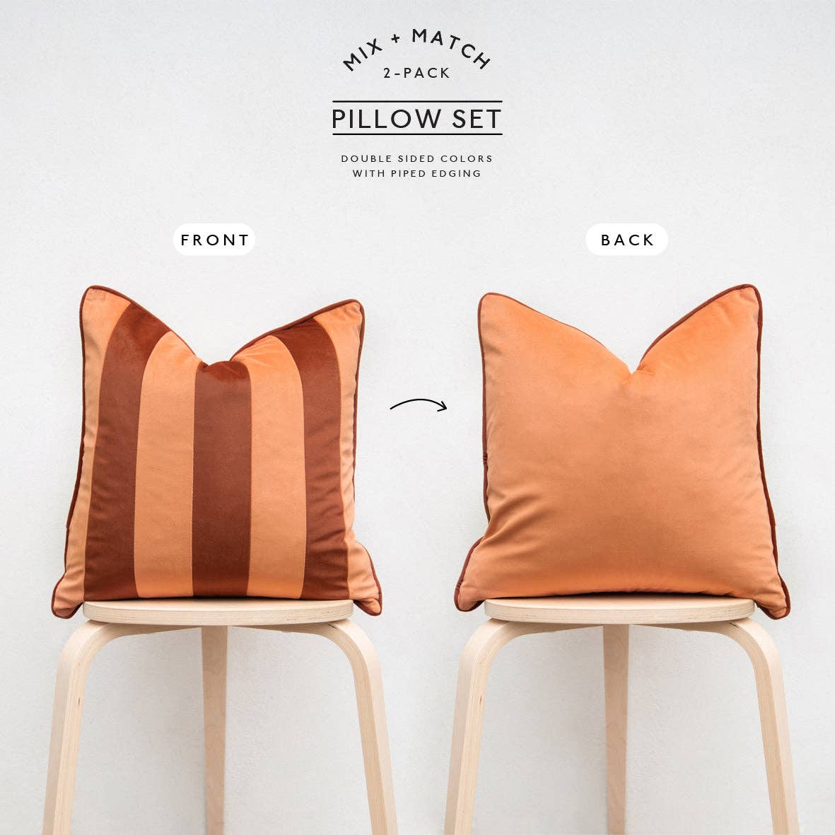 Tamarindo Velvet Pillow Covers (2-Pack) – Rust & Coral