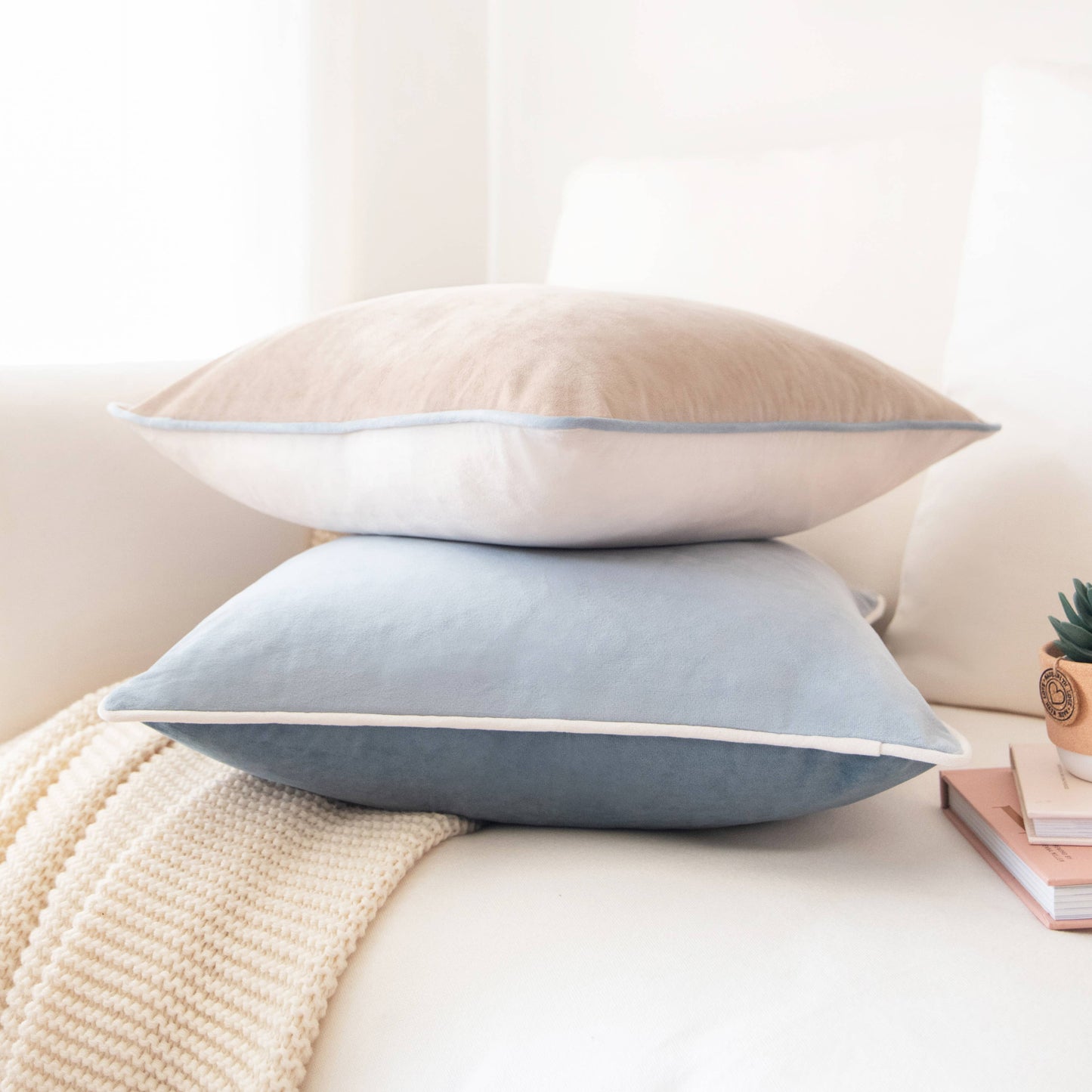 Monteverde Pillow Covers (2-Pack) - Beige/Light Blue