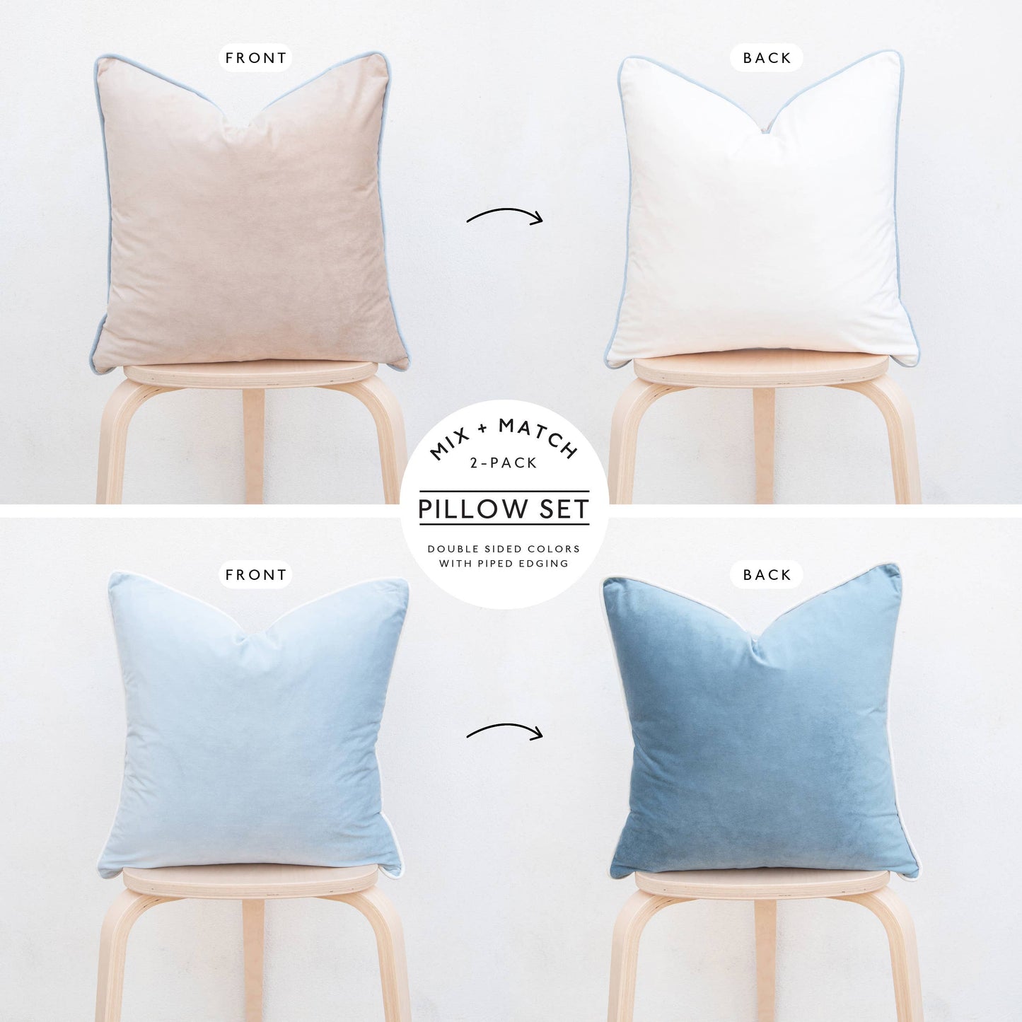 Monteverde Pillow Covers (2-Pack) - Beige/Light Blue
