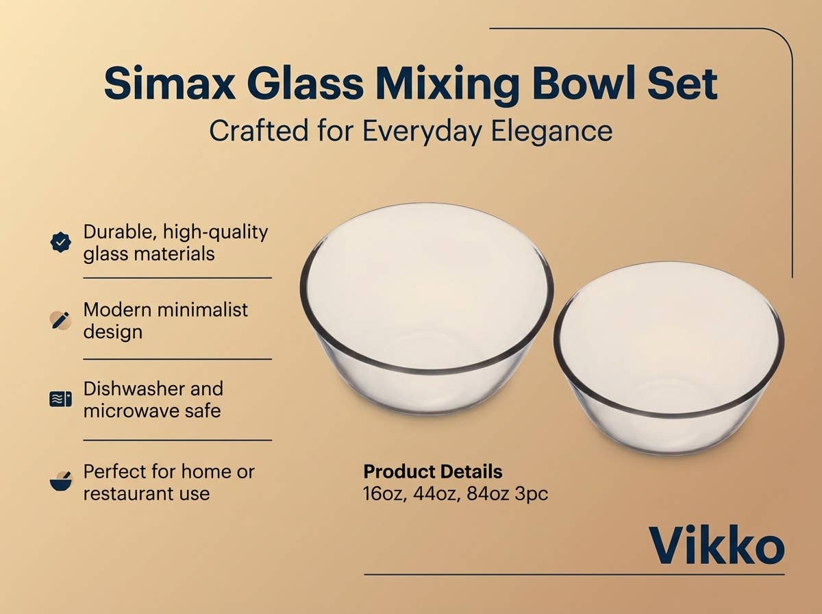 Simax Glass Mixing Bowl Set 16oz, 44oz, 84oz 3pc