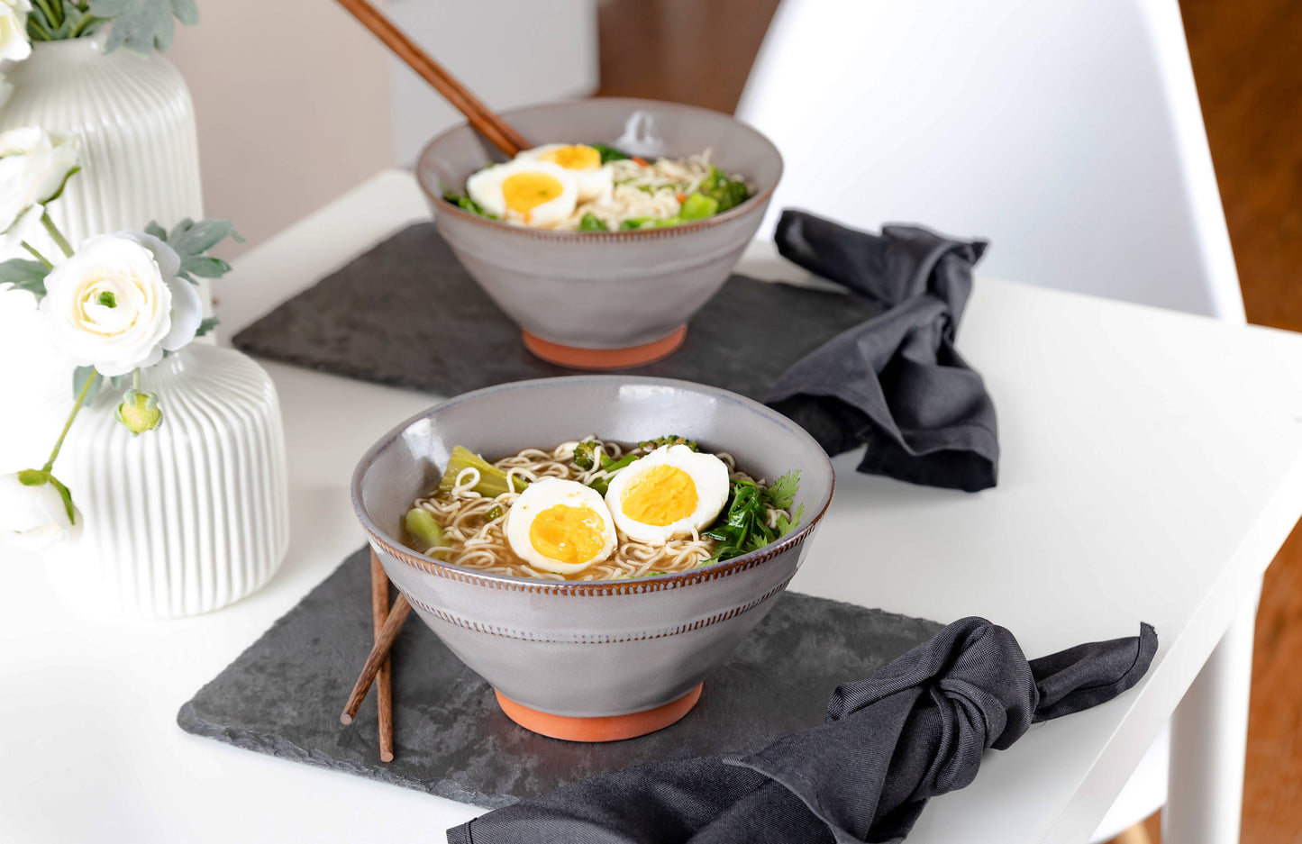 Kook Terracotta Ramen Bowls with Chopsticks, 36 oz, Set of 2