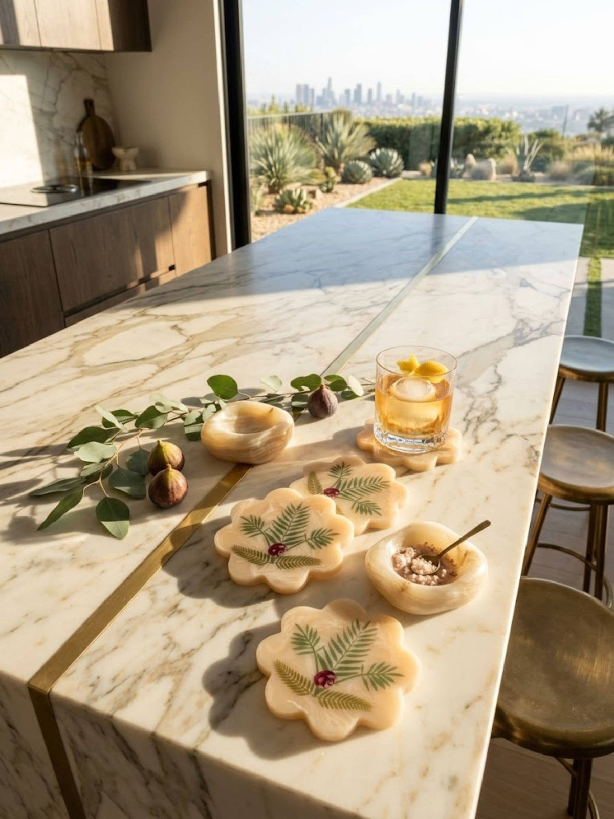 Trellis Marbled Coasters - Set of 4